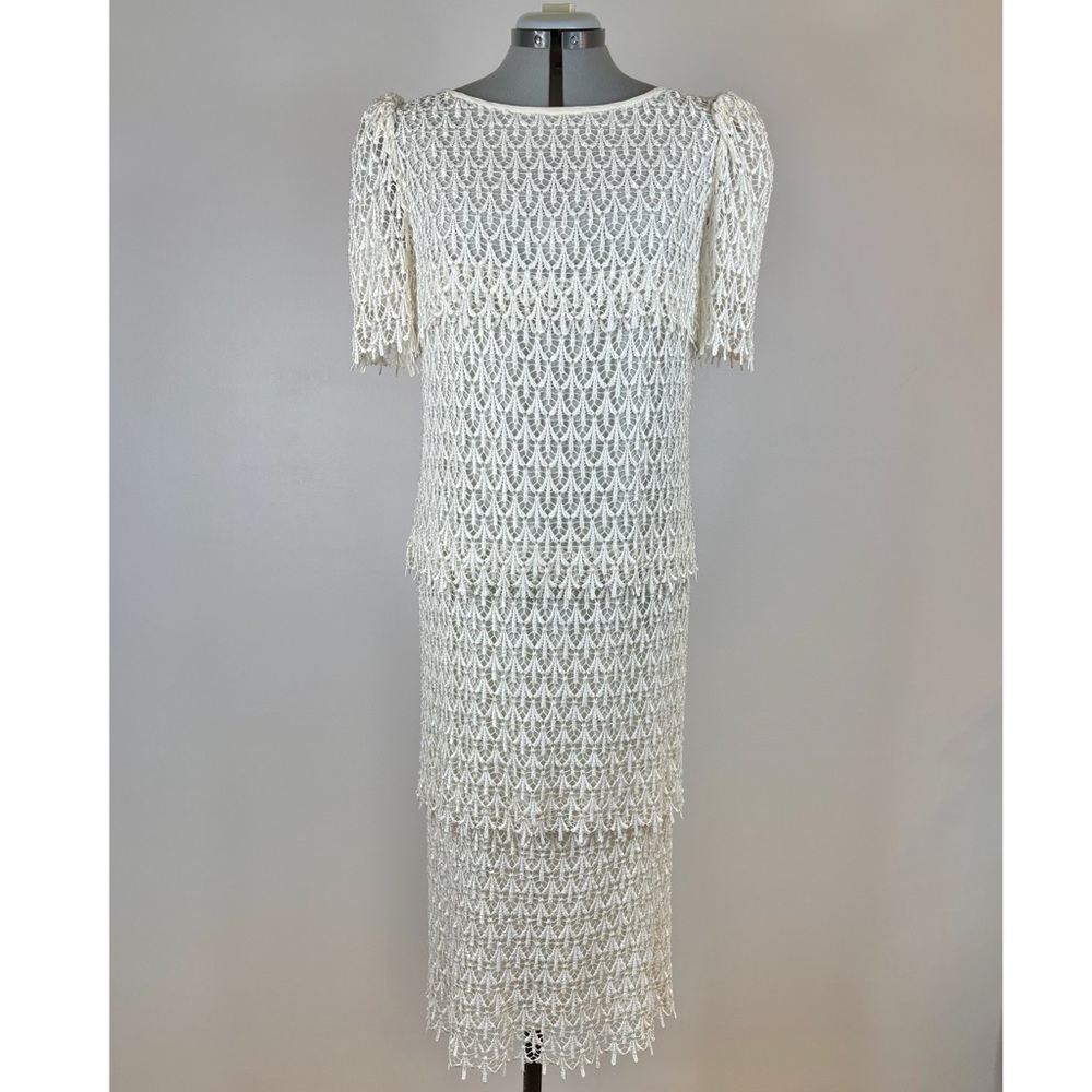 VINTAGE 1970's Crochet Flapper-style Dress - Picture 5 of 12